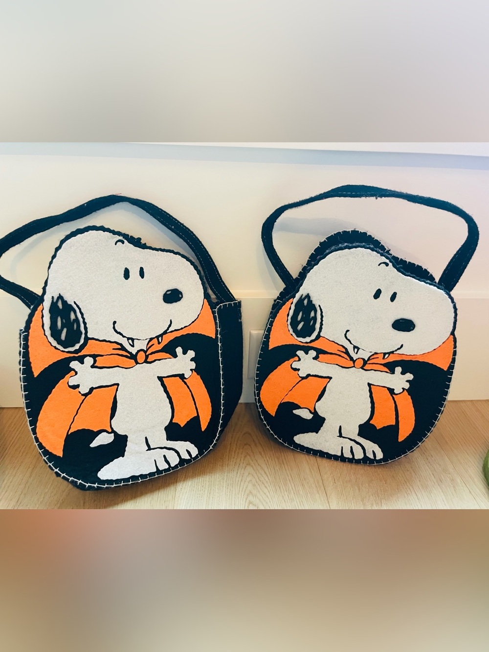 Pottery Barn Kids Peanuts Snoopy Halloween Treat Bags Set of 2